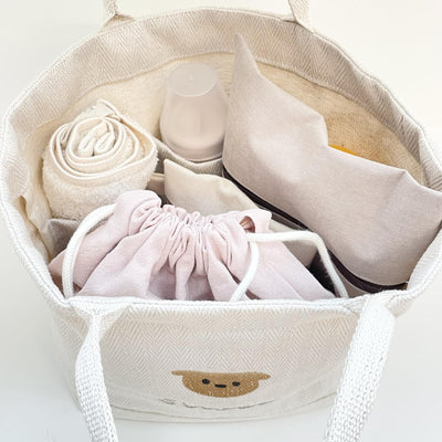 Bolsa Maternal Canvas Go Out Blanca con Compartimentos Interiores para Mamá y Bebé - Image 4