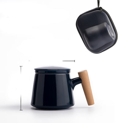 Taza de Cerámica Minimalista para Oficina con Mango de Madera - Image 23