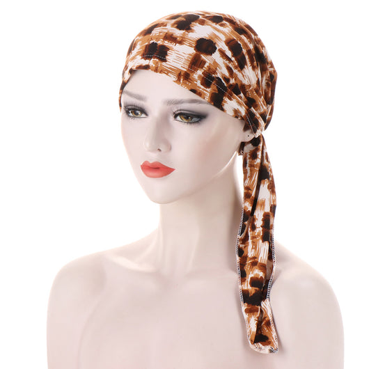 Turbante con Cola Curva y Flores - Gorro Tipo Pullover - Image 13