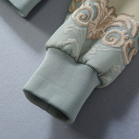 Chaqueta Beisbolera Larga con Peonia Cristalizada y Bordado en Relieve para Mujer - Image 22