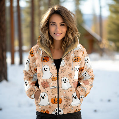 Abrigo Acolchado para Mujer con Capucha y Estampado Digital Otoño-Invierno - Image 4