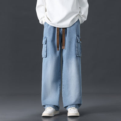 Pantalones Jeans Rectos Anchos con Degradado y Lavado Artesanal para Hombre - Image 7