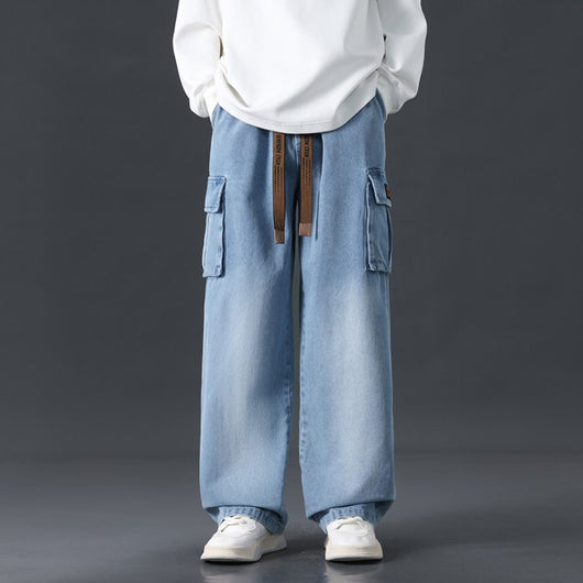 Pantalones Jeans Rectos Anchos con Degradado y Lavado Artesanal para Hombre - Image 7