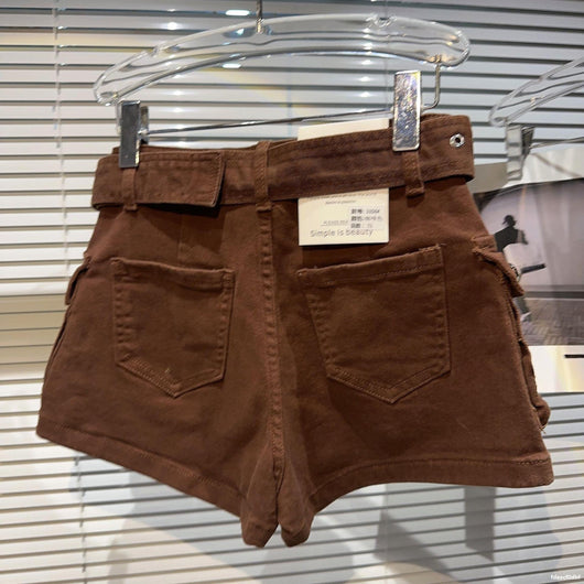 Shorts Denim Retro para Mujer con Bolsillos Grandes y Cinturón - Image 15