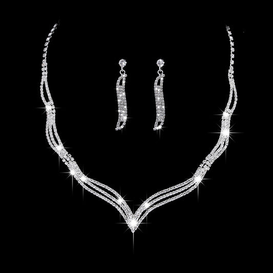 Conjunto de Joyería Nupcial con Dos Piezas y Cristales Brillantes