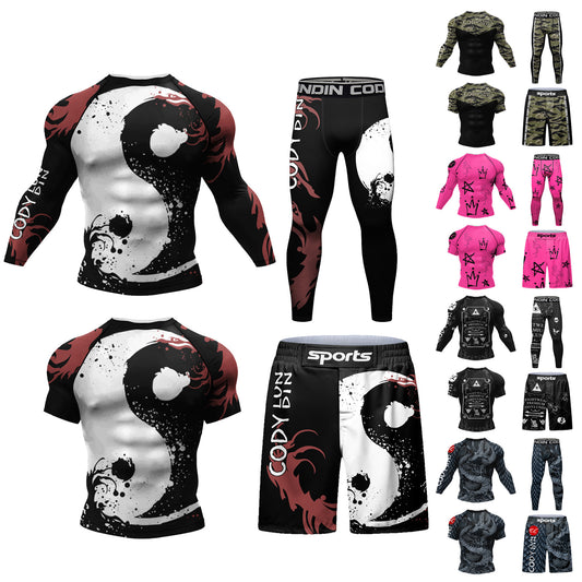 Conjunto Deportivo Hombre 4 Piezas con Impresión Digital, Secado Rápido y Stretch