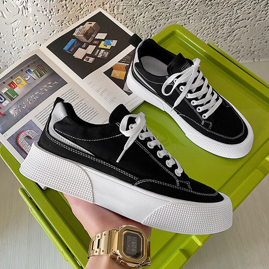 Zapatillas de Lona Transpirables con Plataforma Baja para Hombre