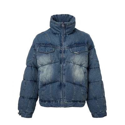 Chaqueta Acolchada de Algodón con Efecto Vintage Desgastado - Image 7