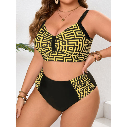 Bikini Cintura Alta con Diseño Cuadriculado - Traje de Baño Fashion - Image 5