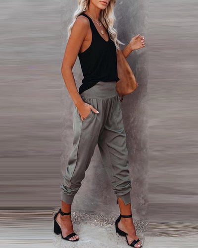 Pantalones Casuales de Cintura Alta para Mujer - Image 3
