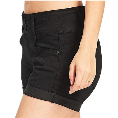 Shorts Denim Ajustados Cintura Elástica Tela Color Hot Pants Mujer - Image 27