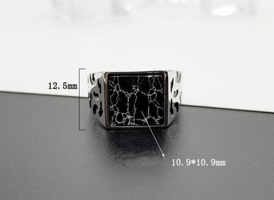 Anillo de Plata 925 Vintage para Hombre con Piedra Negra y Patrón Floral Ajustable - Image 7
