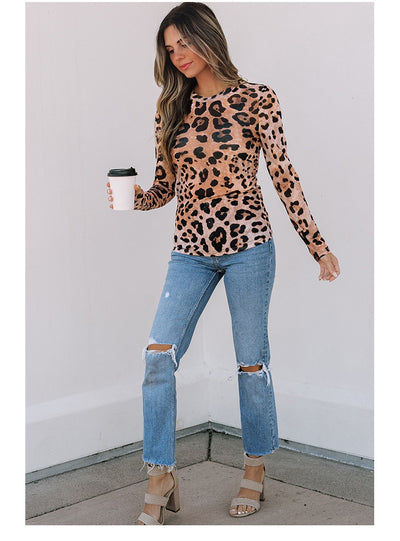 Suéter Ajustado Estampado Leopardo para Mujer con Mangas Largas - Image 7