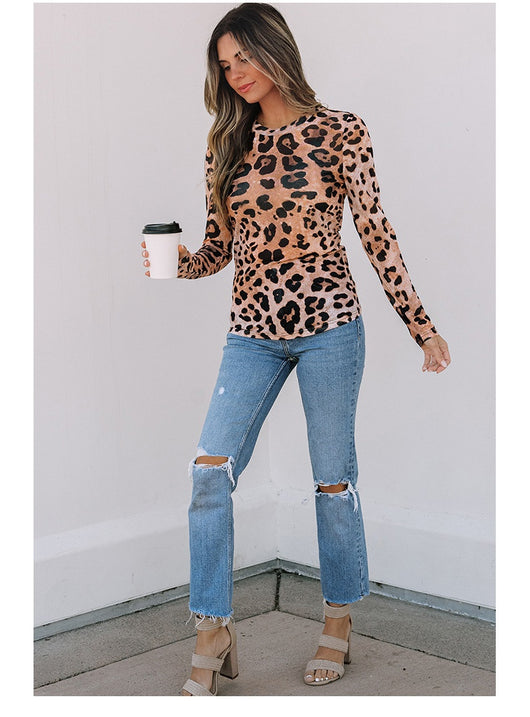 Suéter Ajustado Estampado Leopardo para Mujer con Mangas Largas - Image 7