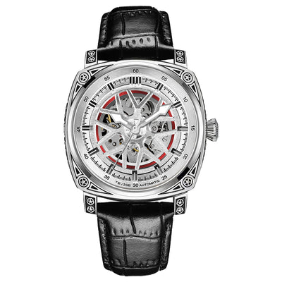 Reloj Automático de Acero Inoxidable con Correa de Cuero para Hombre - Image 5