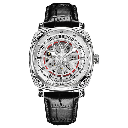 Reloj Automático de Acero Inoxidable con Correa de Cuero para Hombre - Image 5