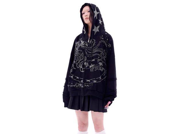 Sudadera Snake Demon Girl con Diamantes