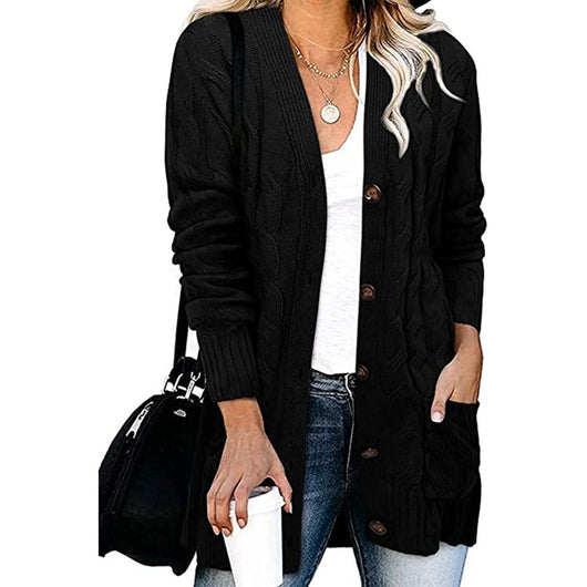 Abrigo Tejido Casual con Botones para Mujer - Otoño e Invierno - Image 8