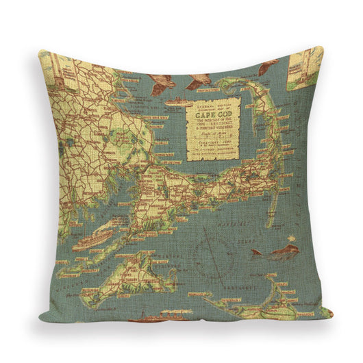 Funda de Almohada Retro con Mapa del Mundo Europeo - Cojín Decorativo Estilo Marroquí en Lino - Image 14