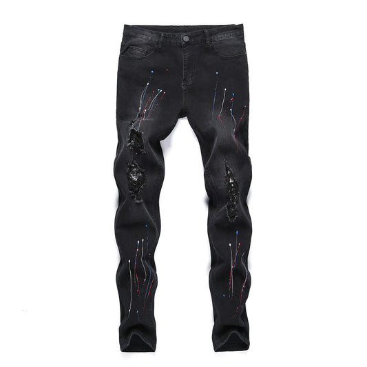 Jeans Rotos Estampados para Hombre con Tela Elástica - Image 2
