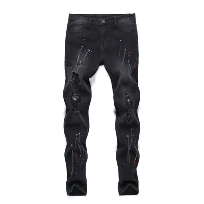 Jeans Rotos Estampados para Hombre con Tela Elástica - Image 2