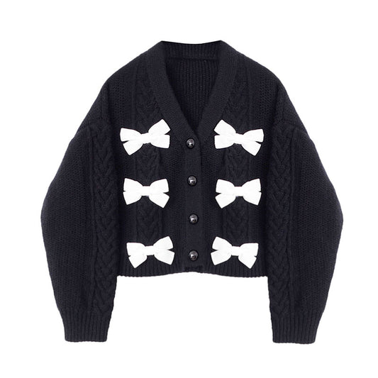 Cardigan Tejido con Moño Elegante - Corte Suelto para Mujer