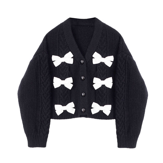 Cardigan Tejido con Moño Elegante - Corte Suelto para Mujer