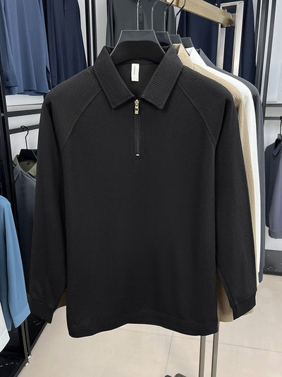 Polo Manga Larga con Textura Waffle y Cierre Medio - Estilo Americano - Image 25