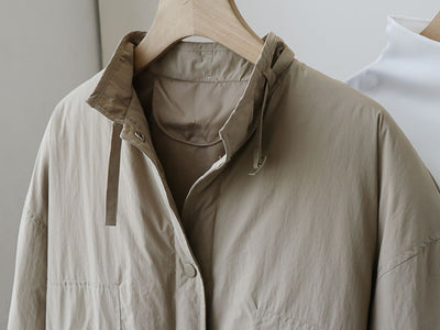 Chaqueta Acolchada Mujer Cuello Redondo con Botones - Image 3