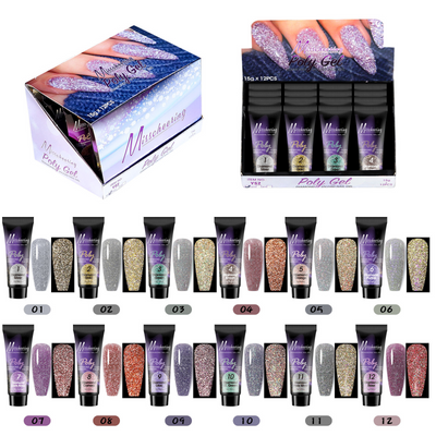 Set de 12 Colores Extensores de Uñas con Lentejuelas - Image 26