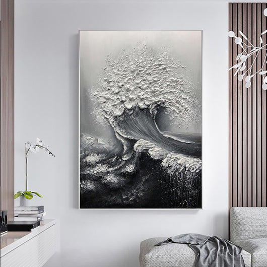 Cuadro Óleo Abstracto Olas 3D - Pintura Artesanal para Decoración de Hogar - Image 3