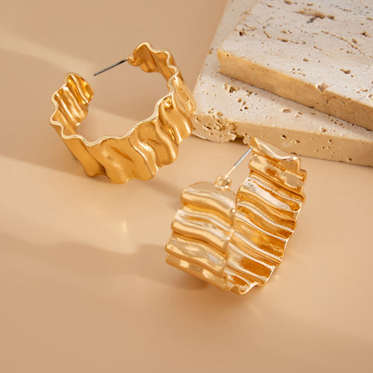 Aretes de Flor Plisada en Metal Líquido - Image 29