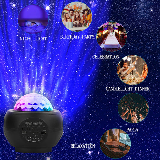 Proyector de Luz Nocturna Galaxy con Olas Oceánicas LED, Altavoz Bluetooth y Música - Image 13
