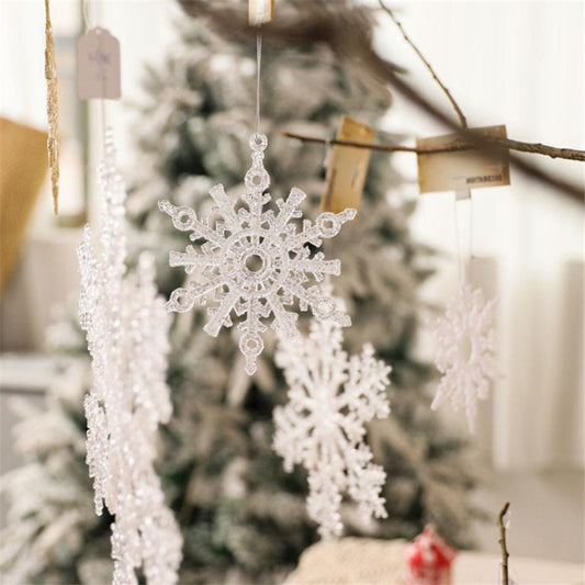 Adornos Navideños de Acrílico Transparente - Copo de Nieve para Árbol de Navidad DIY