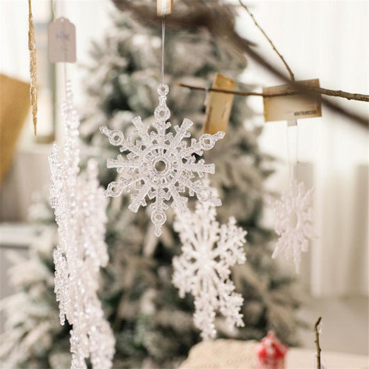 Adornos Navideños de Acrílico Transparente - Copo de Nieve para Árbol de Navidad DIY