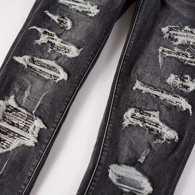 Pantalones Denim Slim Fit con Parches - Corte Moderno para Hombre - Image 3
