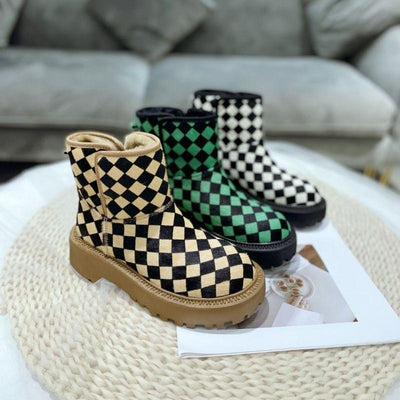 Botas de Invierno para Mujer con Pelo de Caballo a Cuadros - Cómodas y Cálidas - Image 12