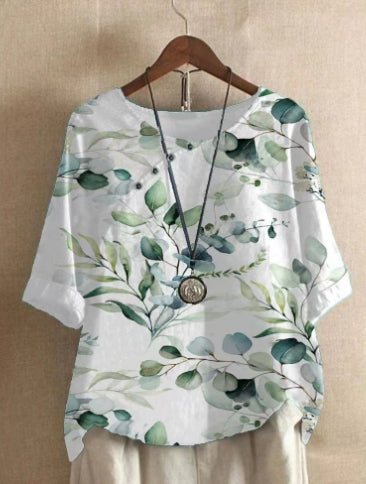 Camiseta Suelta de Manga Corta con Estampado Retro para Mujer - Image 15