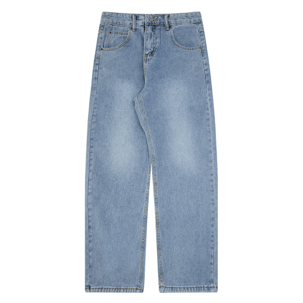 Pantalones Vaqueros Rectos Cintura Alta Estilo Retro Lavado Vintage