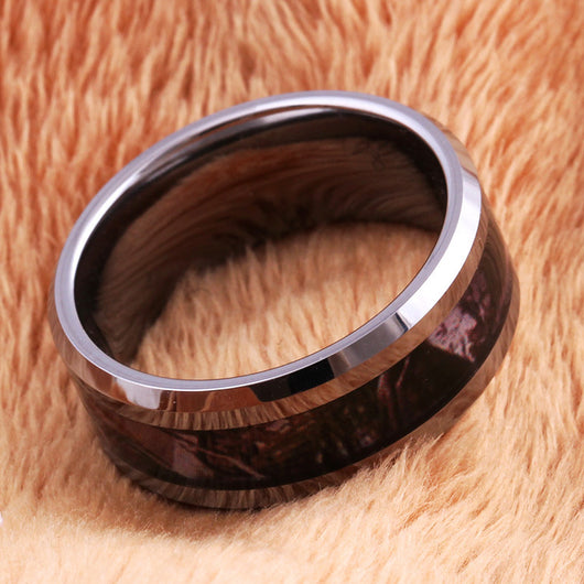 Anillo de Tungsteno 8mm para Hombre con Patrón de Mármol
