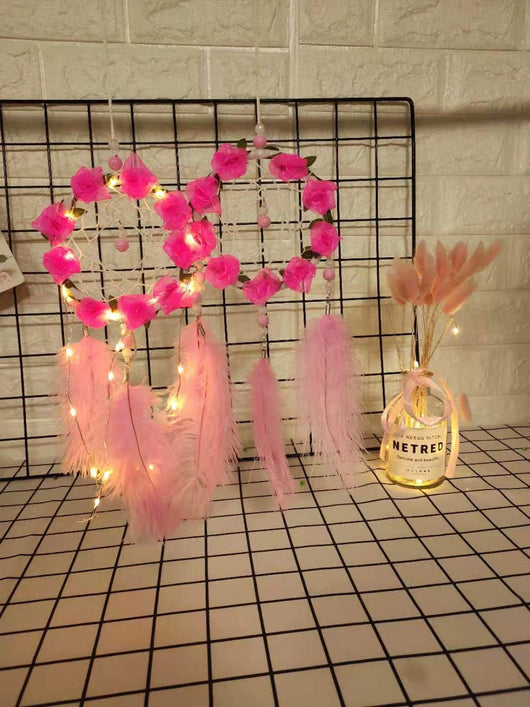 Atrapasueños con Plumas de Avestruz Rosa - Carillón Decorativo para Habitación - Image 17
