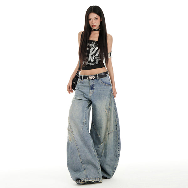 Jeans Rectos Desestructurados Estilo Callejero Retro Americano