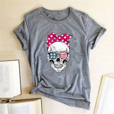 Playera Estampado Calavera y Girasol con Lentes de Sol - Image 3