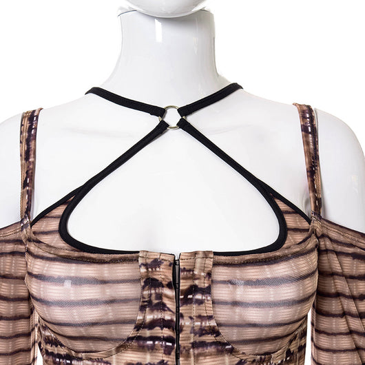 Blusa Manga Larga con Tirantes Estampada - Diseño Moderno y Atrevido - Image 25