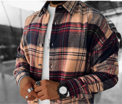 Camisa Manga Larga con Cuello Contrastante para Hombre - Image 8