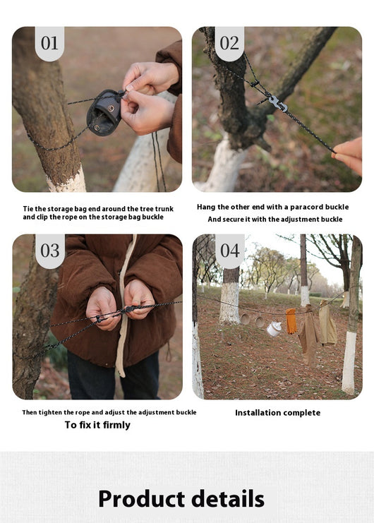 Cuerda Reflectante Ajustable para Secar Ropa - Resistente al Viento y Almacenamiento - Image 10