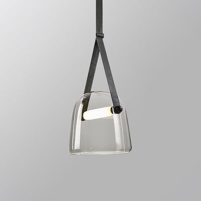 Lámpara Colgante Moderna de Cuero y Vidrio con Diseño Contemporáneo - Image 5