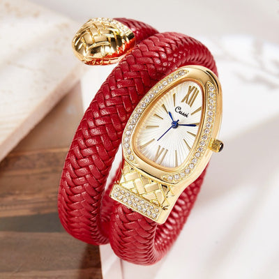 Reloj de Moda con Correa de Cuero y Diamantes