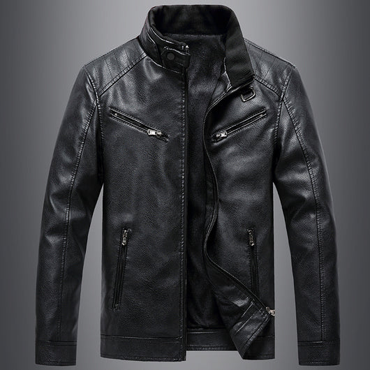 Chaqueta Acolchada de Cuero PU Estilo Coreano con Cuello Alzado para Hombre - Image 4