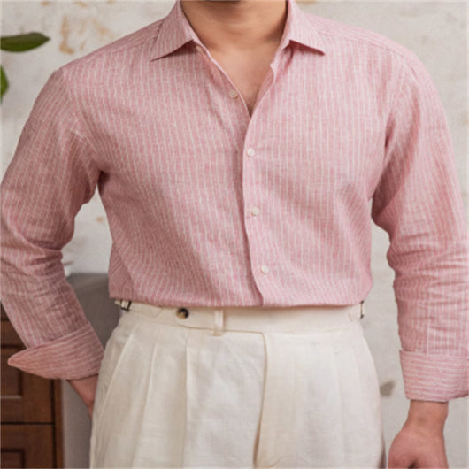 Camisa Casual de Rayas Algodón y Lino - Estilo Vintage Clásico - Image 2